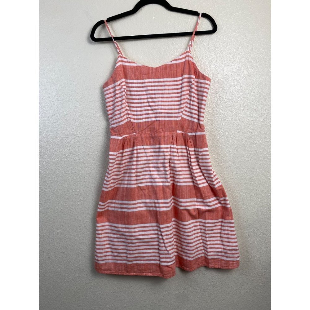 Old Navy Womens Dress size Medium Peach Cotton Stripes Vacation‎ Beach Summer